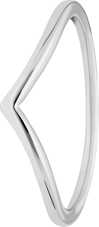 Lucardi Dames Zilveren ring V-vorm rhodiumplated - Ring - 925 Zilver - Zilverkleurig - 15.5 / 49 mm
