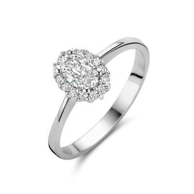Gerhodineerd Zilver Ring Met Zirkonia Halo 1335624