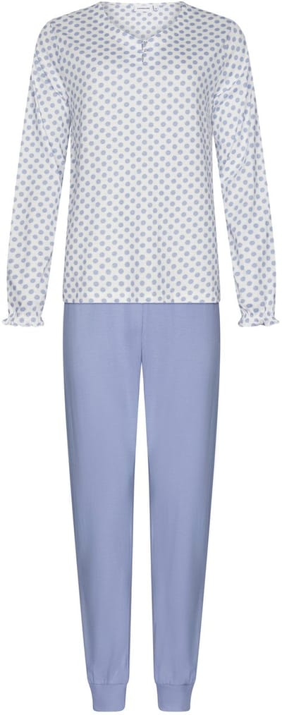 Pastunette - Blue Fog - Pyjama - Bio Katoen - Wit/Blauw - Maat 38