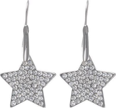 Behave - Oorbelhangers dames - Ster kristal zilverkleur - Party look