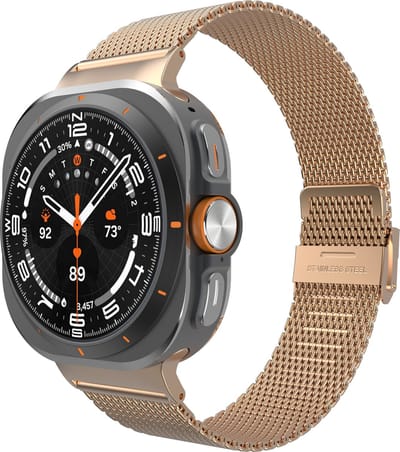 Cazy horlogebandje geschikt voor Samsung Galaxy Watch Bandje (Silksteel) - Smartwatchbandjes - Universeel bandje geschikt voor Samsung Galaxy Watch Ultra (2024 / 2025) - Rose Goud