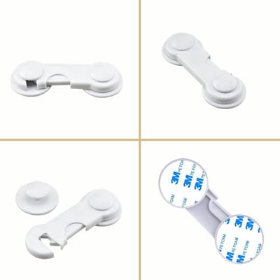 SY Goods - 2 Deur Ladeslot voor Kast, Koelkast - Kinderslot - Baby Safety – Lock – Babylock - Veiligheidshaakje – Babyslot - Deuren - Baby - Peuter – Safty-Kinderbeveiliging - Kastenvergrendeling - Kastdeur Grendel – Kastbeveiliging Kleur: Wit