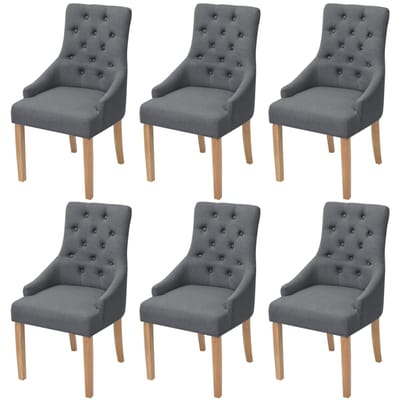 vidaXL - Eetkamerstoelen - 6 - st - stof - donkergrijs