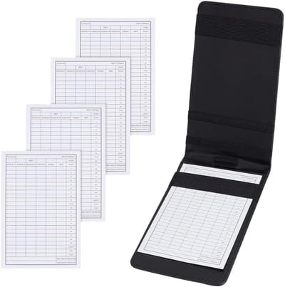 Leren Golf Scorekaart Houder met Ingebouwde Potloodlus, 5 Scorekaarten en Yardage Boek, 10.8×19cm voor Golf Enthousiastelingen
