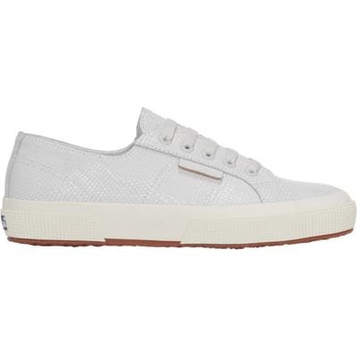 Superga Dames/Dames 2750 Slangenprint Grain Leather Trainers (Optisch Wit)