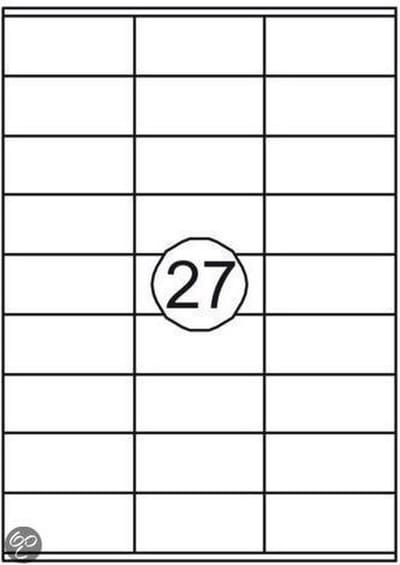 Benza Zelfklevende Etiketten op A4 Vel - 70 x 32 mm - 27 stickers per vel - 10 vel