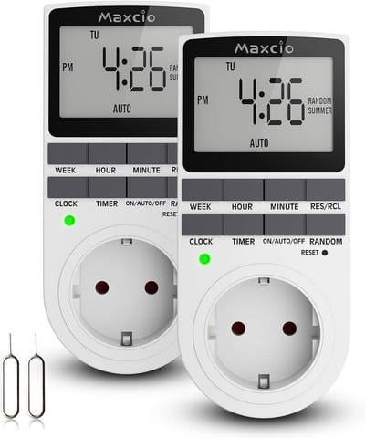 Digitale Tijdschakelaar Stekker - 2 Stuks Programmeerbare Timer met 10 Schema's en Anti-Diefstal Modus
