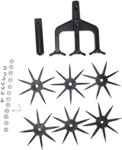Gazonbeluchter Tuinfrees - Bodembeluchter Cultivator - Gazon Onderhoud - Lange Diepe Spikes - 21 x 21 x 6 cm - Zwart