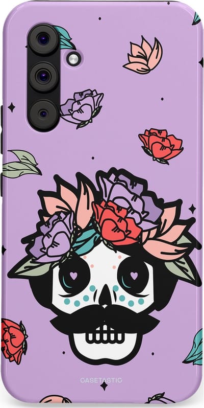 Casetastic Hoesje Geschikt voor Samsung A54 (5G) - Stijlvolle Beschermende Duo-layer Case - Schedel Snor