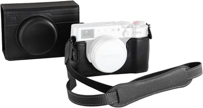 Leren Wallet Case voor Fujifilm X100VI met Flip Case en Schouderriem, Beschermende en Draagbare Accessoires in Zwart