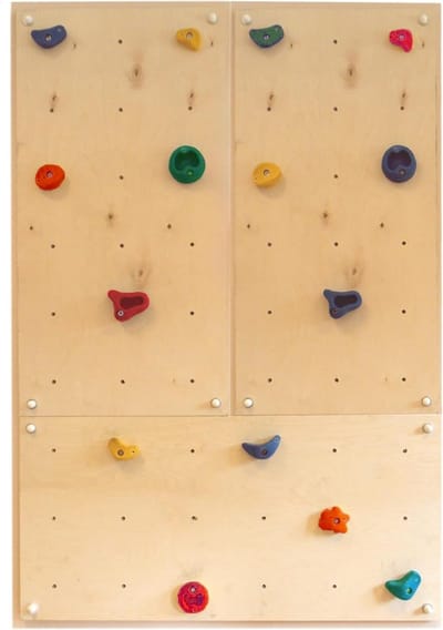 Gartenpirat Klimwand IW3 voor binnen, 3 x plaat, 114x 57 cm (1,95 m²), met 15 handgrepen voor indoor klimmen
