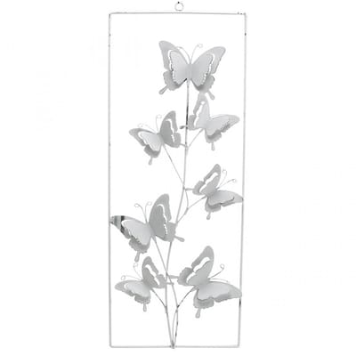Vlinder Hangende Kunst Lente Metalen Muur Art Shabby Chic Wit Zilver H