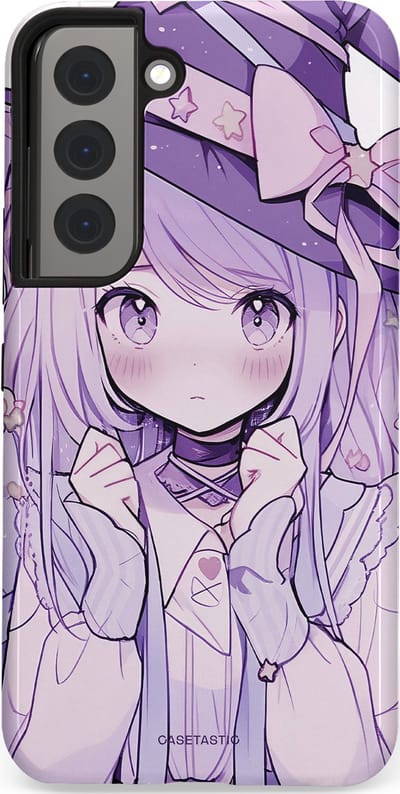 Casetastic hoesje geschikt voor Samsung Galaxy S22 - Dubbellaagse bescherming - Strik en Staren - Fashion Case - Lila Lichtgrijs Wit Lichtroze