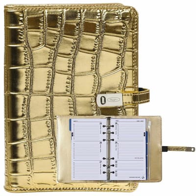 1111-14 hervulbare Personal Ringband Croco Goud 1 week per 2 paginas 2026-2027-2028