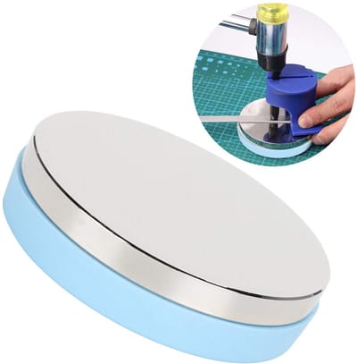 Dailygoods- Stempelbank Ronde Stalen Bank - Rubber Basis - Handgemaakt - Werkpatronen - Sieraden Stempelen - Veilig Gebruik - Stempelblok