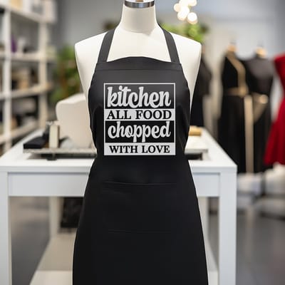 Verstelbaar kookschort, unisex, met 2 Zakken Vloeistof Druppel Waterbestendig Koken Keuken Restaurant Bar Schilderen BBQSchort, voor diverse doeleinden, Zwart Schorten Koksschort Unisex Schorten voor V/M , kitchen all food chopped with love