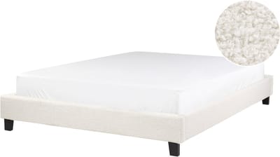 ROANNE - Tweepersoonsbed - Lichtbeige - 140 x 200 cm - Bouclé