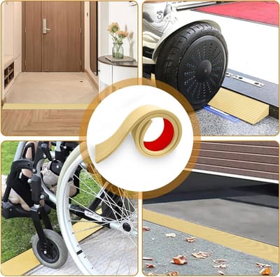 Drempelhelling van 100 x 5.5 x 1.5 cm, PVC rolstoelhelling met antislip oppervlak voor rolstoelen, kinderwagens en scootmobielen