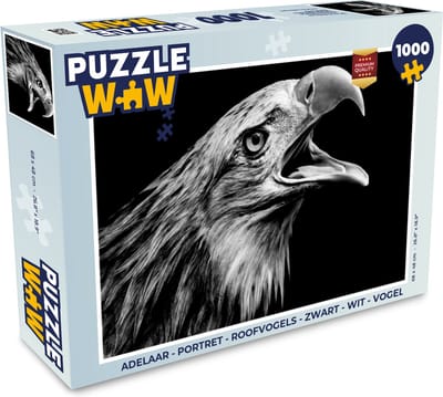 Puzzel Adelaar - Portret - Roofvogels - Zwart - Wit - Vogel - Legpuzzel - Puzzel 1000 stukjes volwassenen