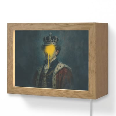 Wandlamp 20x15 cm - Oplaadbaar - Koning - Portret - Druipende gele verf - Wandlampen binnen woonkamer - Slaapkamer lamp met kabel - Decoratieve nachtlamp - Vloerlamp snoer