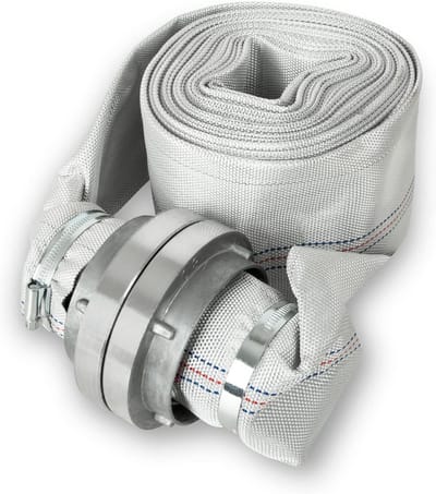 Platte Slang - Textielslang Waterslang - Grote Waterhoeveelheden - Storz Koppelingen - 10 Meter 75mm - Beige