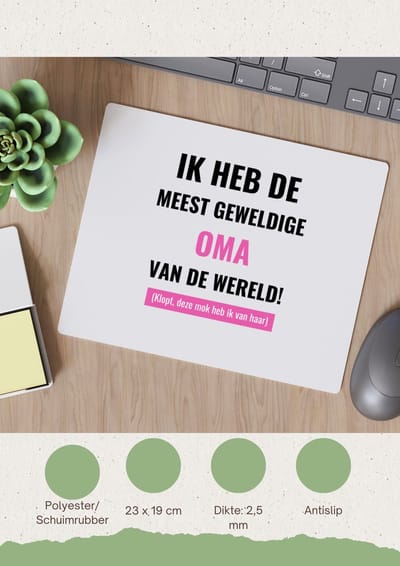 Akyol - ik heb de meest geweldige oma van wereld (klopt, deze mok heb ik van haar) Muismat - Oma - de meest geweldigste oma - verjaardagscadeau - verjaardag - cadeau - cadeautje voor oma - oma artikelen - kado - geschenk - gift - 23 bij 19 cm