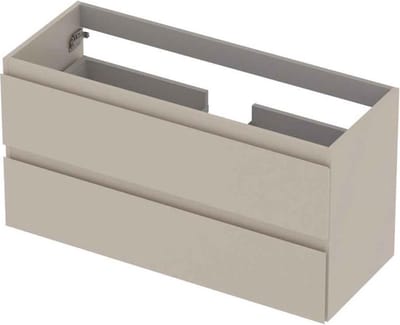 INK® wastafelonderkast 2 laden greeploos gelakt 100x40x52cm, mat kasjmier grijs