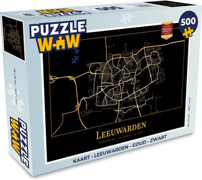 Puzzel Kaart - Leeuwarden - Goud - Zwart - Legpuzzel - Puzzel 500 stukjes