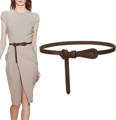 Verstelbare Dames Leren Riem, Elegante Dikke Leren Gordel voor Casual Broeken, 110 cm Lengte in Zwart en Bruin