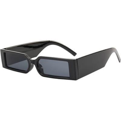 Lunettes de soleil rectangulaires mode de luxe pour hommes Hip Hop Vintage Designer Noir Protection UV400 Petite monture Lunettes de personnalité
