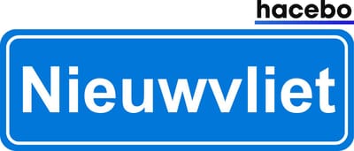 Hacebo - Plaatsnaam Sticker - 29x10 CM - Nieuwvliet sticker - Verkeersborden sticker - grappige cadeaus - Nieuwvliet