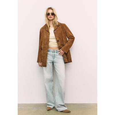 Stradivarius Leren jas met zakken  Bruin XS