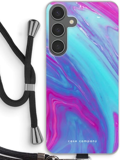 Case Company® - Hoesje met koord geschikt voor Samsung Galaxy S24 Plus hoesje met Koord - Zweverige regenboog - Telefoonhoesje met Zwart Koord - Bescherming aan alle Kanten en Over de Schermrand