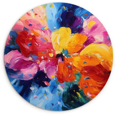 WallCircle® Wandcirkel 120x120 cm - Muurcirkel Golvend - Energie - warm - Muurdecoratie woonkamer - Wanddecoratie slaapkamer - Kamer decoratie accessoires - Ronde schilderijen XXL