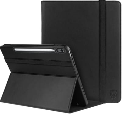 Rosso Element Hoes Geschikt voor Samsung Galaxy Tab S10 FE Plus | Book Case | Volledige bescherming | Elastische band | Sleep/Wake functie | Met Penhouder | Verstelbare standaard | Zwart