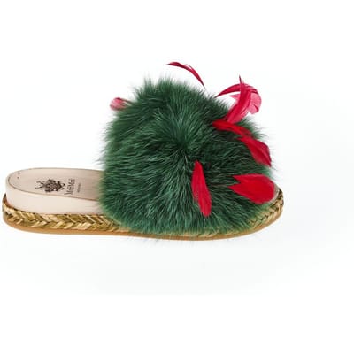 Mr&Mrs Italy Groene Lamsleren Dames Sandalen