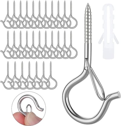 30 stuks schroefhaken van roestvrij staal voor plafondbevestiging, zware lading, ideaal voor plantenbakken en decoratie