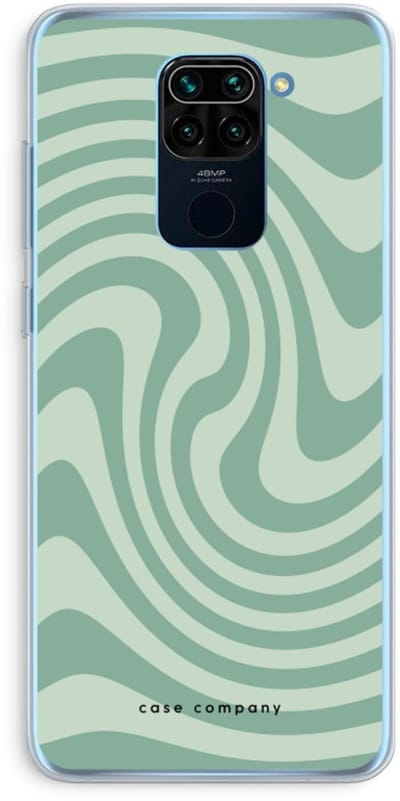 Case Company® - Hoesje geschikt voor Xiaomi Redmi Note 9 hoesje - Swirl Groen - Soft Cover Telefoonhoesje - Bescherming aan alle Kanten en Schermrand