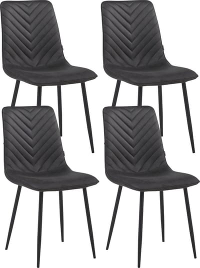 Colenis® - Senny Eetkamerstoel - Set Van 4 - Grijs - Microfiber - Industrieel - Eetkamerstoelen