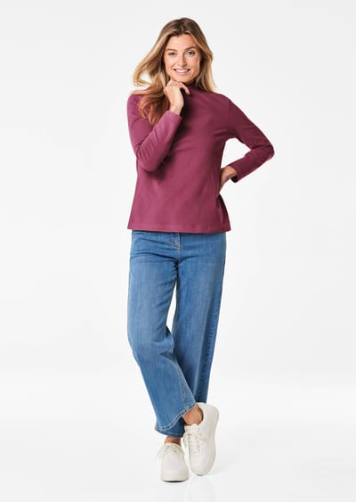 Shirt met opstaande kraag met lange mouwen - bordeaux - Gr. 48 van Goldner Fashion