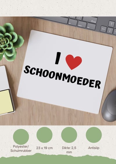 Akyol - i love schoonmoeder Muismat - Schoonmoeder - de liefste schoonmoeder - moeder cadeautjes - moederdag - verjaardag - geschenk - kado - 23 bij 19 cm