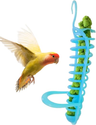 Gierstcontainer Vogelkooi - Voerhouder Mand - Vogelvoeding Gemak - Haakontwerp Veilig - 25 cm Lengte - Meerkleurig