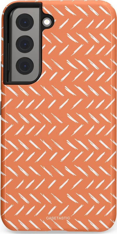 Casetastic hoesje geschikt voor Samsung Galaxy S22 - Dubbellaagse bescherming - Oranje Witte Nederland Cross Patroon - Fashion Case - Terracotta Zand