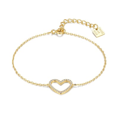 Twice As Nice Armband in zilver, hartje met zirkonia Goudkleurig 16cm+3cm