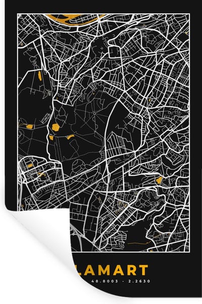 Muurstickers - Sticker Folie - Frankrijk – Clamart – Stadskaart – Plattegrond – Kaart - 20x30 cm - Plakfolie - Muurstickers Kinderkamer - Zelfklevend Behang - Zelfklevend behangpapier - Stickerfolie