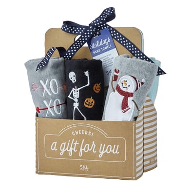 Set van 6 Katoenen Handdoeken met Feestelijke Borduurmotieven