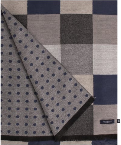 TRESANTI | STEVENS |Dubbelzijdige viscose sjaal met blokjesmotief | Grijs