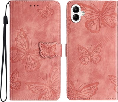 Coverup Hoesje - Geschikt voor Samsung Galaxy A06 Hoesje - Coverup Vlinders Book Case - Pink