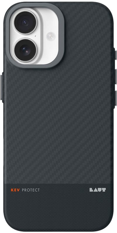 LAUT KEV PROTECT iPhone 17 Hoesje met Kevlar & MagSafe – Incl. Opladestandaard, Ultra Dun & Stootbestendig (Zwart)