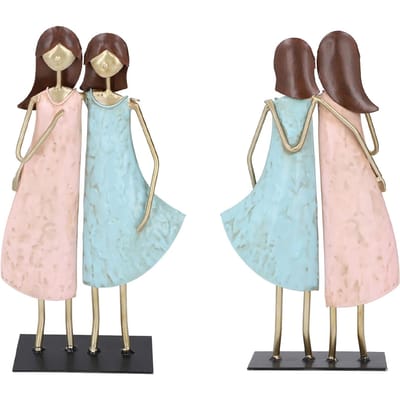 Zus Beeldje Vintage IJzerkunst Broer/Zus Standbeeld Unieke Metalen Sculptuur Tafel Boekenplank Decor Type 2 Sisters